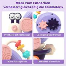 Cute Snail Shaped Baby High Chair Suction Cup Toy, With Rotating Function, Suitable For Babies Over 6 Months, Multi-Functional, Can Be Disassembled Into Small Car, Suction Cup And Fingertip Spinner, Can Be Used As Baby Window Rotation Toy, Snail Shaped Baby Bath Toy, Sensory Education Toy, Newborn Gift