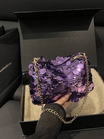 1 st. glitter, lätt, hållbar, stor kapacitet, axelväska för kvinnor, trendig, mångsidig festväska, lämplig för fest, resor, kväll