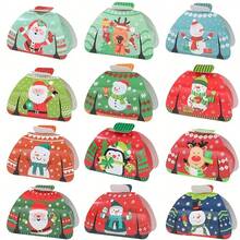 Juego de 24 cajas de regalo con diseño de renos - Contenedores de regalo de papel para inauguración de casa, aniversario y celebraciones festivas - Regalos temáticos de suéter feo navideño, Papá Noel, muñeco de nieve para fiestas de invierno, Navidad, decoración de Año Nuevo