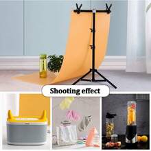 Soporte en forma de T para fondos de fotografía de 59 pulgadas de ancho, soporte pequeño en forma de T para soportes de luz de 78.7 pulgadas de alto, mini soporte para telas, papel y fondos de PVC para estudio fotográfico - Negro - Ver 5