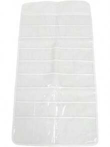 Caja de almacenamiento de joyas colgante, doble cara, material de PVC transparente, bolsa de almacenamiento transparente para colgar sobre la puerta, caja de almacenamiento de accesorios de joyas (72 compartimentos) - 1 - Ver 1