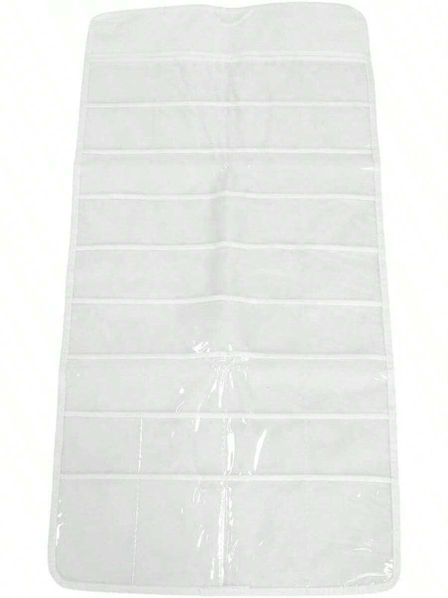 Caja de almacenamiento de joyas colgante, doble cara, material de PVC transparente, bolsa de almacenamiento transparente para colgar sobre la puerta, caja de almacenamiento de accesorios de joyas (72 compartimentos) - 1 - Ver 1