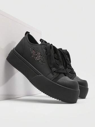 Nya svarta snörskor för dam, platta festskor, vardagsskor, damskor, vardagsskor, mode, sportskor, utomhus, bekväma, neutrala parskor