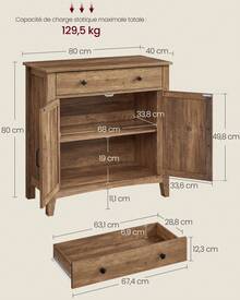 VASAGLE Storage Cabinets - Brown - View 6