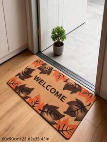 1pc Autumn Leaf Pattern Doormat, Brown-Yellow Background With Scattered Dark And Light Autumn Leaves, Warm And Comfortable Home Decor, Durable And Easy To Clean Material, Suitable For Living Room, Bedroom, Entryway, Kitchen, Bathroom