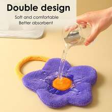 1 pieza Pañuelo colgante lindo, pañuelo de felpa de coral suave y absorbente con bucle, pañuelo seco para uso en la cocina y el baño