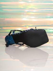 1 Pair Polka Dot Elegant Bow Decor High Heel Sandals, Outdoor Summer Thin Stiletto Super High Heels For Women