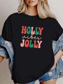 180g pure Cotton Have A Holly Jolly Christmas Shirt,Christmas Shirt,It is the Most Wonderful Time Of The Year,Matching Family Shirt,Family Matching Tee Casual Women Top Graphic Tees Stylish Comfortable Print Round Neck Short Sleeve female Breathable graphic - Negro - Ver 2