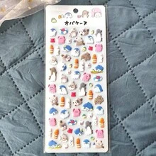 Yuyu Family 系列 3D 泡泡可爱卡通猫、企鹅、幽灵便签纸、手机壳装饰贴纸 - 彩色 - 查看 8