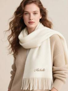 1pc Personalized Embroidered Scarf For Women, Customized Initial Embroidery Scarf, Bridal, Christmas, Wedding Gift, Winter Scarf