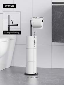 1pc Vertical Toilet Paper Holder With Toilet Brush, Freestanding Toilet Paper Roll Dispenser, Bathroom Storage Rack, Large Capacity Black Tissue Holder Bathroom Accessories Bathroom Tools - Black - View 15