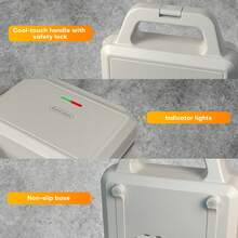 KotiCidsin KotiCidsin Multifunktions-Waffeleisen, Croque Monsieur, Grill- und Waffeleisen 3 in 1, 750 W, Grau