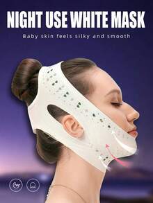 1 peça Máscara Facial Dupla Finalidade para Uso Diurno e Noturno Adequada para Casa ou Viagem, Máscara Facial em Formato V para Contorno Facial, Fita Elástica Facial para Levantamento, Ferramenta de Beleza Facial para Mulheres, Nova Máscara para Dormir em Formato V para Contorno Facial, Fita Elástica em Forma de V para Levantamento Facial, Máscara Facial Máscara de Dormir Beleza Saúde e Fita Elástica para Contorno Facial e Levantamento de Papada, Alça de Amarração para Cuidados com a Pele.