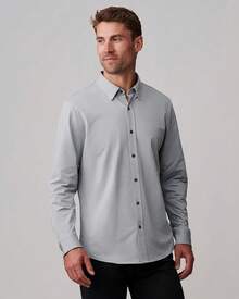 Men's Commuter Shirt, Performance Dress Shirts For Men, Machine Washable, Wrinkle Resistant, Slim Fit Button Down Shirthalloween - Gray Oxford - View 5