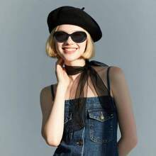 5 Pcs French Red Beret Hat Set Women Costume Accessories Including Scarf Gloves Beret Hat Halloween