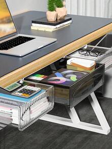 1 pieza Caja de almacenamiento de cajón debajo del escritorio, estante organizador, almacenamiento oculto, sin necesidad de perforar, material para mascotas, estilo colgante deslizante