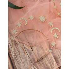 2 Pcs Crystal Halo Crown GoldandSliver Star Baroque Headband Goddess Headpiece Bridal Wedding Tiara And Crowns Hair Accessories For Women And Girls Gold And Sliver