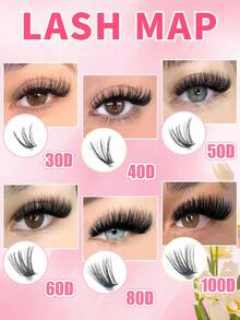 600pcs Mixed 30D+40D+50D+60D+80D+100D Eyelash Extension Kit, DIY Eyelash Extension Set, Individual Lash Cluster, D Curl Eyelash Extension Kit, Includes Adhesive, Sealant And Eyelash Extension Tools, Suitable For Daily Use, Parties, Travel Or As Gifts For Family And Friends - 黑色 - 查看 4