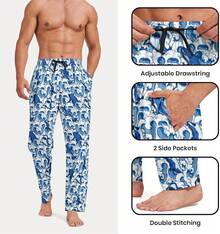 Mens Pajama Pants, Soft Lounge Sleep Pants With Pockets Lightweight Long Pajama Bottoms For Menhalloween - Shark - View 3