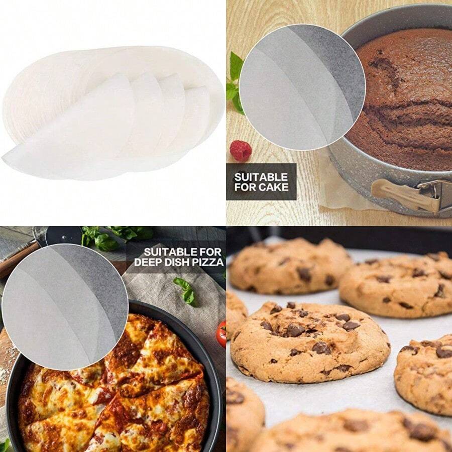 Selecto Bake 100 bandejas redondas de papel pergamino de 15 cm para tartas antiadherentes para hornear vapor grasas - como en la foto - Ver 1