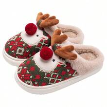 1pc Christmas Thermal Slippers, Cute Reindeer Design Unisex Warm Indoor Anti-Slip Slippers For Men And Women, Winter Insulation, Galentines, Puppy, Carnival, Shoe, Spring Summer Picks, Brides Maid Gifts, Room, Bedroom Decor, Bedroom Decor, Beach, Travel, For Men, For Women, Vacation - Multicolor - View 12
