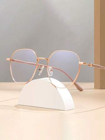 1 件圆形金属框玫瑰金女士时尚眼镜