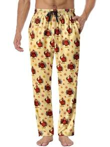 Mens Pajama Pants, Soft Lounge Sleep Pants With Pockets Lightweight Long Pajama Bottoms For Menhalloween - 火雞 - 查看 1