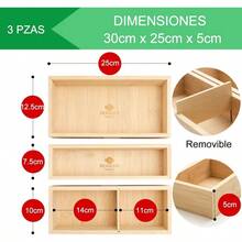 Organizador De Cubiertos Para Cajon De Bamb - Set De 3 Cajas Multifuncionales Ajustables, Para Capsulas De Caf - Porta Cubiertos De Cocina, Organizador De Lujo - 3 piezas - Ver 3