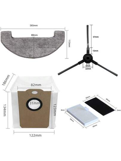 MONSGA MS1/MAX Robot Stofzuiger Accessory Kit,Main Brush, Side Brushe, Filter, Mop Cloth, Dust Bag 9/24 Piece Replacement Set Enhanced Cleaning(B) view 2