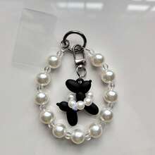 1 pièce Pendentif de chien en perle, décoration suspendue en chaîne de perles, porte-clés de chien en ballon de perle DIY, accessoire de chaîne de téléphone en perle plissée, décoration suspendue de téléphone à la mode pour dame, peut être utilisé comme caméra, sac, éventail à main, décoration de porte-clés compatible avec Android et la plupart des smartphones, cadeaux pour mère, famille, amis, enfants, anniversaire, vacances