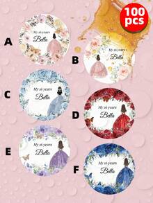 1-100PCS Customized Colorful Crown Birthday Stickers, Personalized Text Wedding Circular Stickers, Custom Adult Gift Labels, Butterfly And Floral Pattern Decoration Labels For Wedding Parties - White - View 36