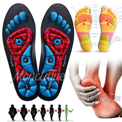 1 Pair Acupressure Insoles, Foot Massage Insoles, Arch Support Insoles, Comfortable Walking Insoles, Can Be Trimmed To Fit All Shoes, Unisex Shoe Insole Accessories Suitable For Sports, Fitness, And Walking