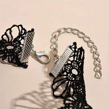 Prizomir Women's Gothic Black Lace Anklet With Beads And Chain - Elegant Anklet Jewelry Suitable For Daily And Party Wear, All-Season Exquisite Foot Accessory, Comfortable And Versatile Design, Year-Round Accessory (Beach, Formal Occasions) - Exquisite Anklet With Intricate Lace Details, Gun Black Finish, Simple Fashion, Suitable For Casual Or Formal Outfits - 黑色的花朵 - 查看 3