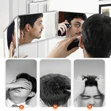 BANBERS Three-Sided Grooming Mirror, 360-Degree Tri-Fold Design With Height-Adjustable Telescopic Hook, Dual Fixed Pins For Height Adjustment, Triple-Purpose Mirror For Shaving And Makeup Application, Home DIY Grooming Tool - 1PC - View 5