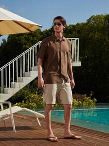 Men's Silk Button Down Shirts Short Sleeve Casual Tropical Holiday Hawaiian Shirtshalloween - 白色 - 查看 7