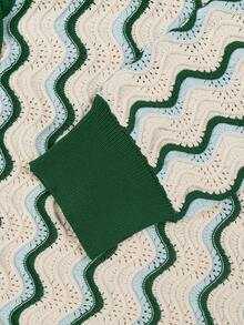 ii Women's Contrast Color Block Collar Front Button Long Sleeve Casual Striped Cardigan Sweater