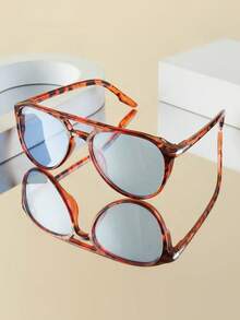 1pc Women's Fashion Glasses, New Double-Bridge Vintage Large Frame Personalized Versatile Face-Flattering Accessory Suitable For Daily, Outdoor, Cycling, Sun Protection, Stage Performance, Party