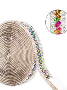 一套包含4种款式和4种尺寸的自粘水钻水晶丝带条,绿色水晶钻石闪亮装饰贴片,适用于DIY手工、婚礼派对装饰、汽车、手机、服装、鞋子配饰、家居装饰,高端时尚。 - 綠色 - 查看 9