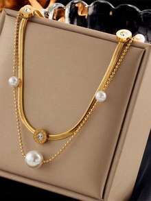 1pc Stainless Steel Bohemian Style Necklace, Fashion French Hip-Hop Casual Minimalist Versatile, Suitable For Daily Wear, Street, Valentine's Day, Party, Holiday