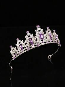 1 chiếc băng đô vương miện công chúa đính đá sang trọng cho bé gái - Màu tím - Xem 3
