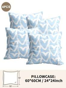 1pc/2pcs/4pcs Polyester Heart Pattern Pillowcase (Pillow Insert Not Included), Soft & Comfortable, Suitable For All Seasons - Multicolor - View 42