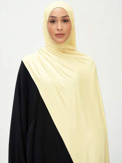 1 Peça Lenço Elegante Casual de Cor Sólida Clássica Simples para Mulheres, Tecido de Malha Premium de Viscose Jersey, Lenço Turbante Longo, Adequado para o Dia a Dia, Passeios e Reuniões