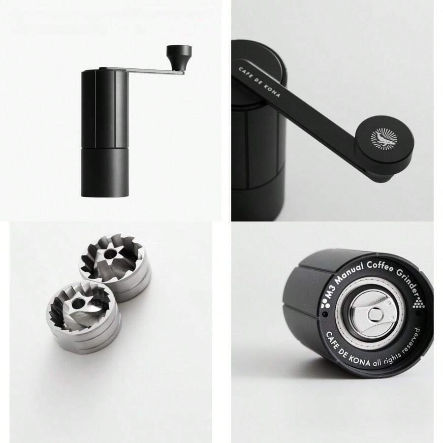 CAFEDEKONA M3 Premium Manual Coffee Grinder Conical Burr Stainl Steel Portable Adjustable Hand Grinder For Espro/Cold Brew/French Pr Travel/Camping/Home Use Black