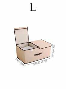 1/3 صندوق تخزين قابل للطي محمول، مناسب لتخزين الملابس والأغراض المنزلية والوجبات الخفيفة، تصميم قسم ثنائي الاستخدام، صندوق تخزين متعدد الوظائف ذو سعة كبيرة