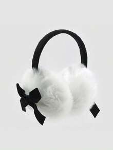 1 unidade de protetores auriculares de pelúcia fofos da linha Dark Series para mulheres, adequados para uso externo, na cor branca.