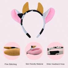 Cow Costume Adult Cow Ears Headband With Nose Tail And Bow Tie Cow Horn Headband Accessory Set For Cosplay Party Wear