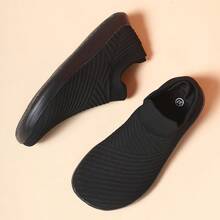 Women Knit Slip-On Sock Sneakers Lightweight Casual Walking Shoes - Black - View 5