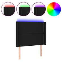 vidaXL Testiera a LED Nera 103x16x118/128 cm in Tessuto - nero - Visualizzare 2
