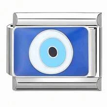 1PC Blue Theme Stainless Steel Modular Bracelet Component,Featuring Elements Of Stars, Moon, Love, And Devil's Eye, DIY Jewelry For Bracelets/Necklaces, Freely Matchable, Perfect Holiday Gifts