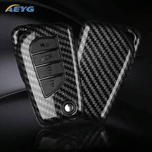 Carbon Fiber Texture ABS Car Key Shell Protective Cover Compatible With 2012-2024 RAV4, Camry, Corolla, Avalon, C-HR, GT86, Hilux, Fortuner - C Model - View 1